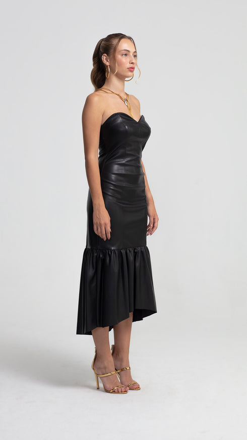 Vegan Leather Dianella Midi Dress